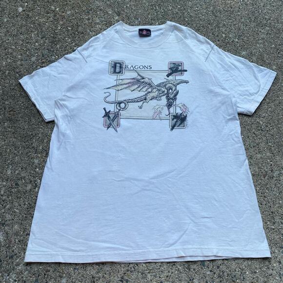 Vintage 90s Del Sol Dragons Flame Art Graphic T Shirt - Picture 1 of 6